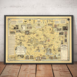 Vecchia mappa pittorica di Boston, 1947 Ernest Dudley Chase - Nascita del telefono, Graham Bell, Beacon Hill, Centro città 