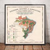 Alte Karte von Brasilien Agrologie, 1908 - Landwirtschaft, Geologie, Gesteine, Boden - Rio, Porto Alegre, Amazonas 
