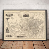 Ancienne carte de Bristol en 1851 par Tallis & Rapkin - Clifton, Temple Meads, Castle, Redcliffe