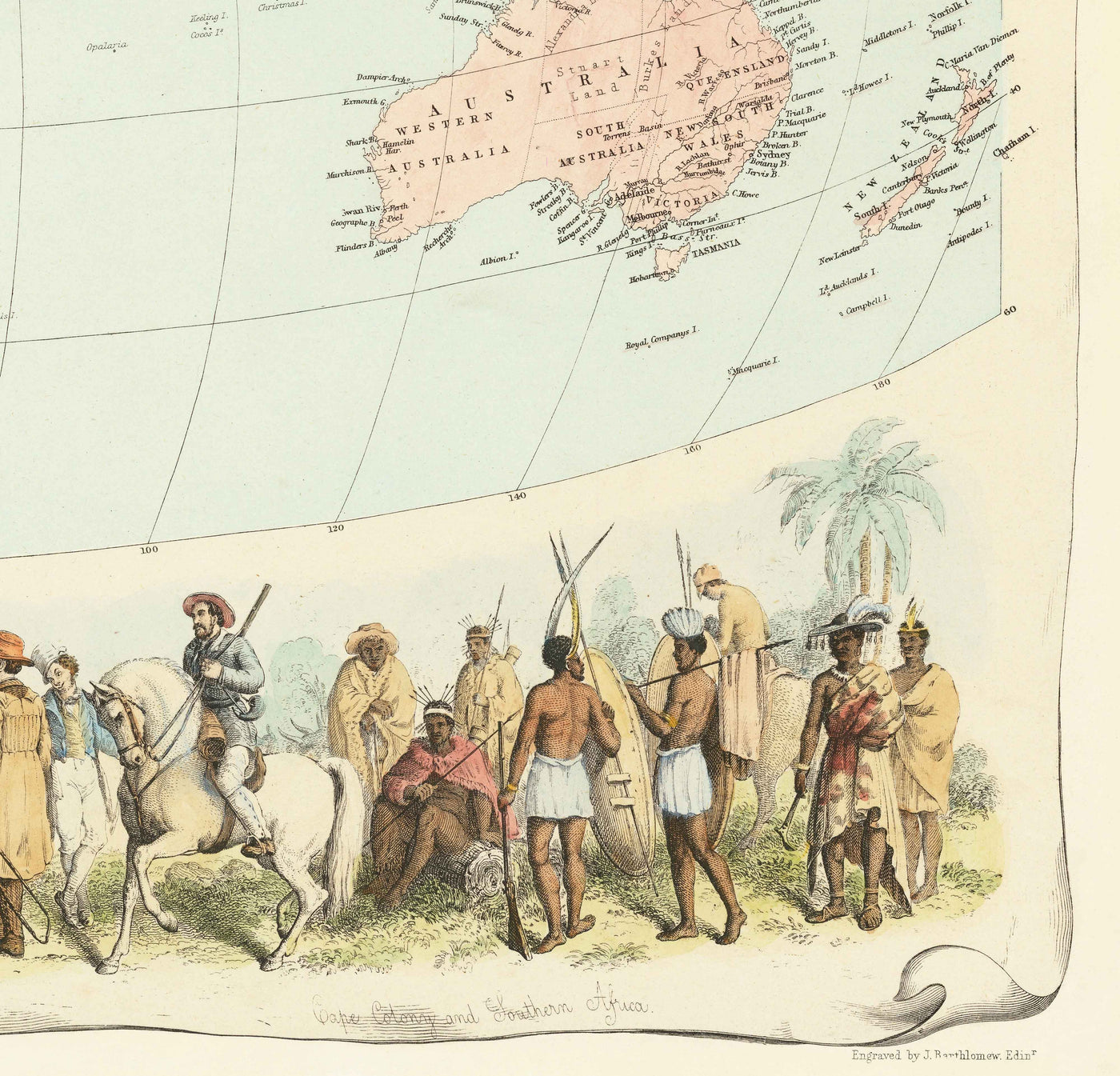 Old World Map of the British Empire, 1872 by Fullarton - Inhabitants & Population, Commonwealth, Colonialism