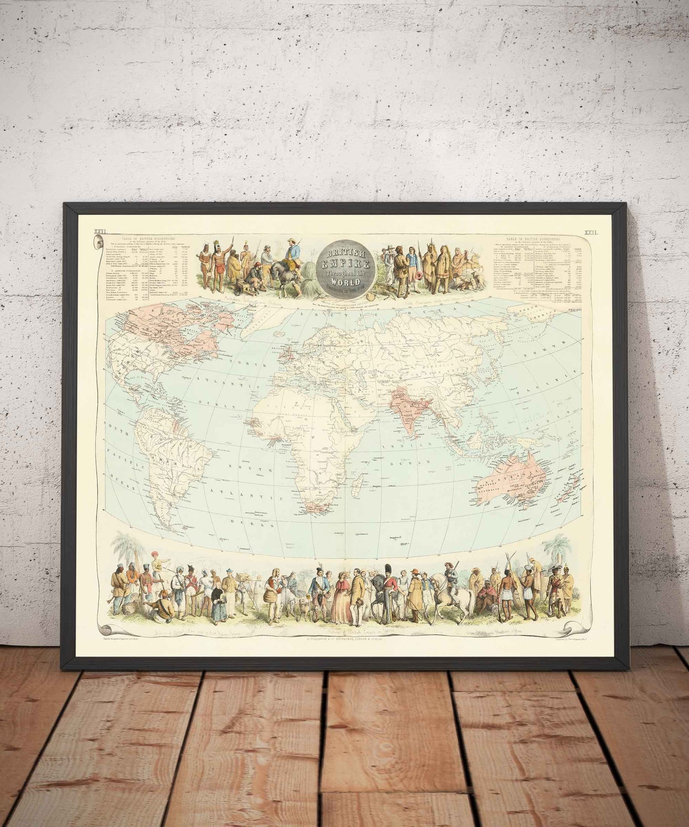 Old World Map of the British Empire, 1872 by Fullarton - Inhabitants & Population, Commonwealth, Colonialism