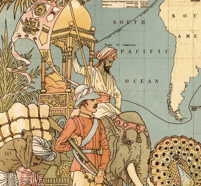Old British Empire World Map, 1886 - Queen Victoria Jubilee Wall Chart by the "Graphic"