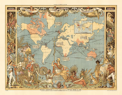Old British Empire World Map, 1886 - Queen Victoria Jubilee Wall Chart by the "Graphic"
