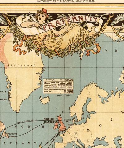 Old British Empire World Map, 1886 - Queen Victoria Jubilee Wall Chart by the "Graphic"