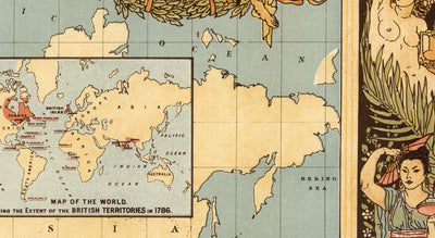 Old British Empire World Map, 1886 - Queen Victoria Jubilee Wall Chart by the "Graphic"