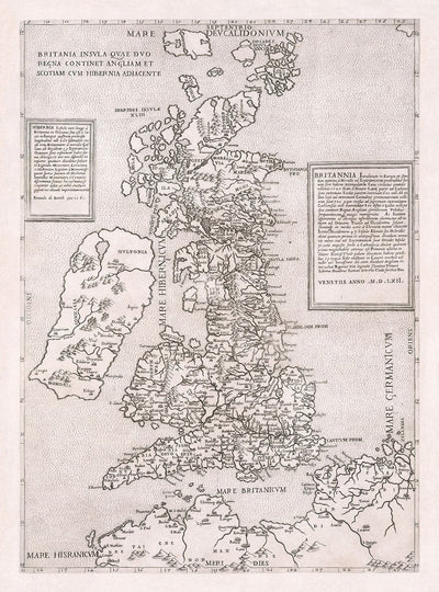 Very Old Map of the British Isles, 1562 by George Lily - First True Map of Great Britain and Ireland - Bertelli & Lafreri Version of George Lily's Map