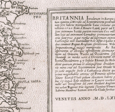 Very Old Map of the British Isles, 1562 by George Lily - First True Map of Great Britain and Ireland - Bertelli & Lafreri Version of George Lily's Map