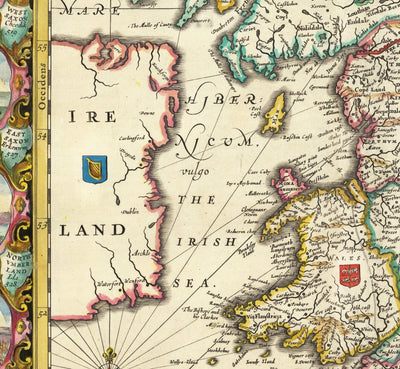 Ancienne carte viking de la Grande-Bretagne en 1645 par Jan Jansson - Héptarchie anglo-saxonne en Angleterre, Écosse et Pays de Galles 