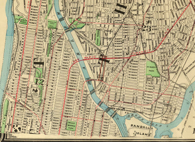 Old Map of the Bronx in 1900 by Hyde and Co. - New York City, Pelham Bay Park, Hunter Island, Botanical Garden, Harlem River