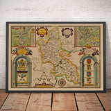 Alte Karte von Buckinghamshire im Jahr 1611 von John Speed - High Wycombe, Amersham, Buckingham, Milton Keynes, Aylesbury, Newport Pagnell 