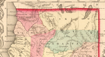 Old Map of California 1860, Colton - San Francisco, Los Angeles, San Diego, Santa Clara, Fresno, San Jose
