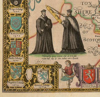 Old Map of Cambridgeshire, 1611 by John Speed - Cambridge, Peterborough, Wisbech, St Neots