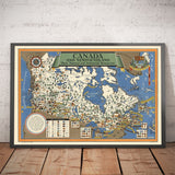 Old Map of Canada, 1942 by Max Gill - World War 2 Map of Natural & Industrial Resources