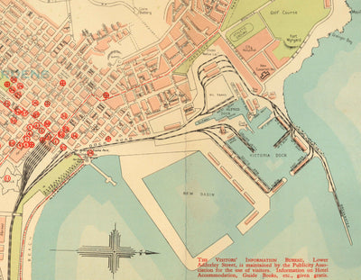 Antiguo mapa de Ciudad del Cabo, 1935 por los Ferrocarriles Sudafricanos - Ciudad Madre, Clifton, Camp Bay, Sea Point
