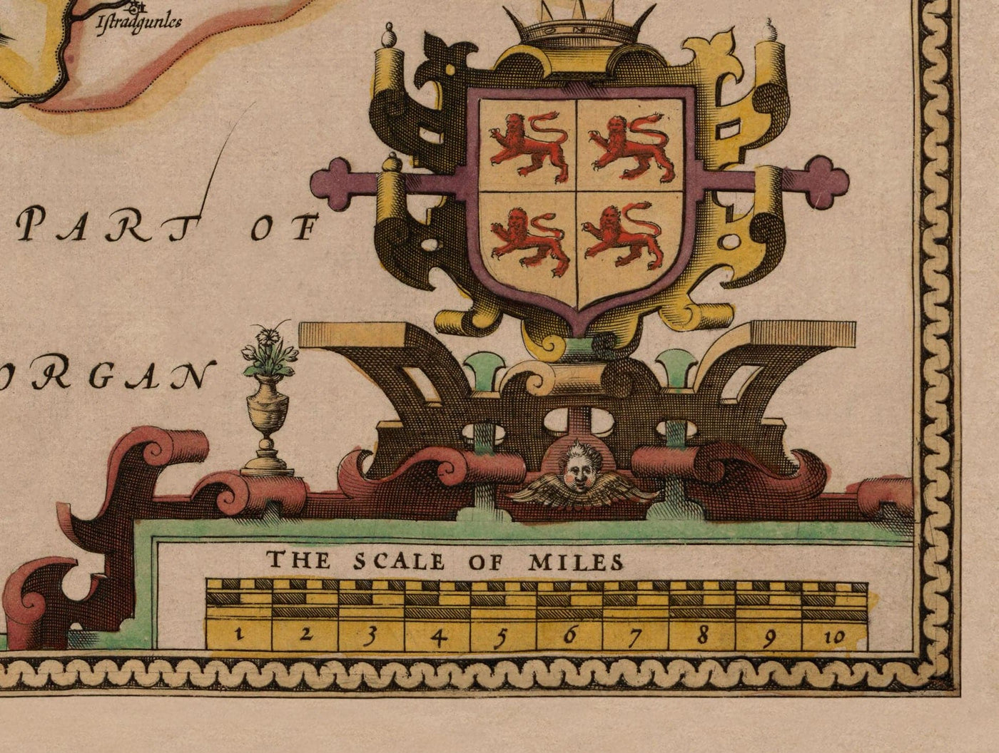 Alte Karte von Carmarthenshire Wales, 1611 von John Speed - Carmarthen, Llanelli, Llandovery 