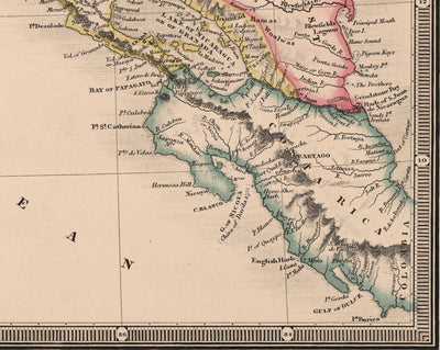 Alte Karte von Mittelamerika im Jahr 1864 von James Wyld - Mexiko, Honduras, Moskitoküste, Guatemala, Costa Rica 