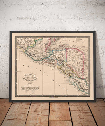 Alte Karte von Mittelamerika im Jahr 1864 von James Wyld - Mexiko, Honduras, Moskitoküste, Guatemala, Costa Rica 