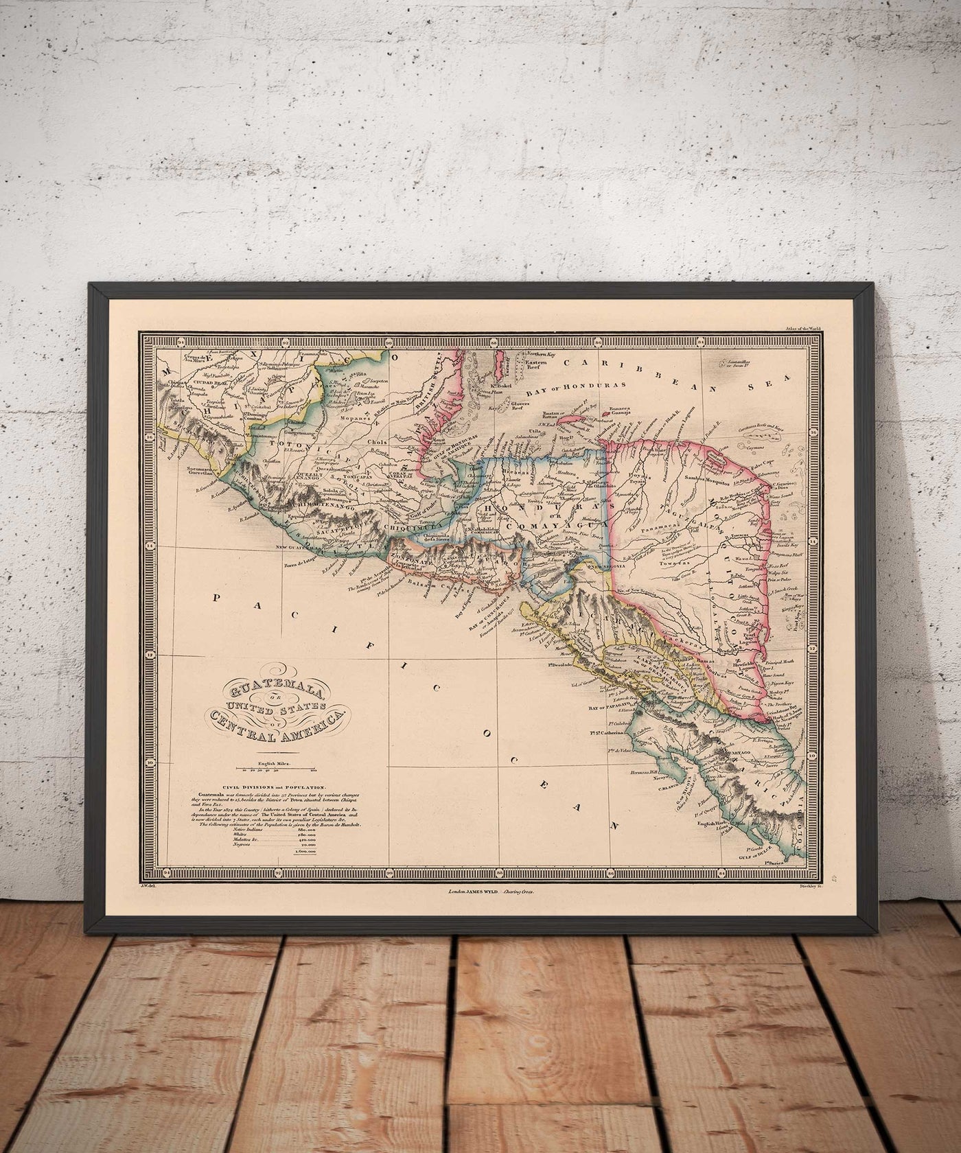 Alte Karte von Mittelamerika im Jahr 1864 von James Wyld - Mexiko, Honduras, Moskitoküste, Guatemala, Costa Rica 