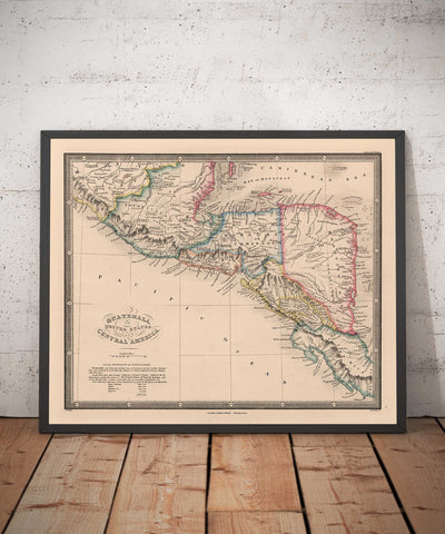 Alte Karte von Mittelamerika im Jahr 1864 von James Wyld - Mexiko, Honduras, Moskitoküste, Guatemala, Costa Rica 