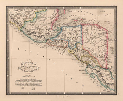 Alte Karte von Mittelamerika im Jahr 1864 von James Wyld - Mexiko, Honduras, Moskitoküste, Guatemala, Costa Rica 