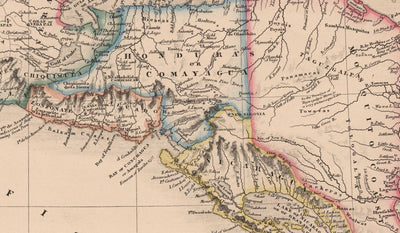 Alte Karte von Mittelamerika im Jahr 1864 von James Wyld - Mexiko, Honduras, Moskitoküste, Guatemala, Costa Rica 