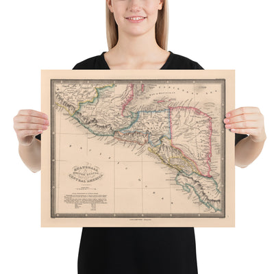 Alte Karte von Mittelamerika im Jahr 1864 von James Wyld - Mexiko, Honduras, Moskitoküste, Guatemala, Costa Rica 