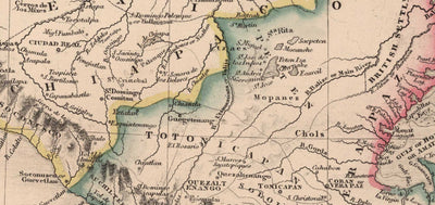 Alte Karte von Mittelamerika im Jahr 1864 von James Wyld - Mexiko, Honduras, Moskitoküste, Guatemala, Costa Rica 