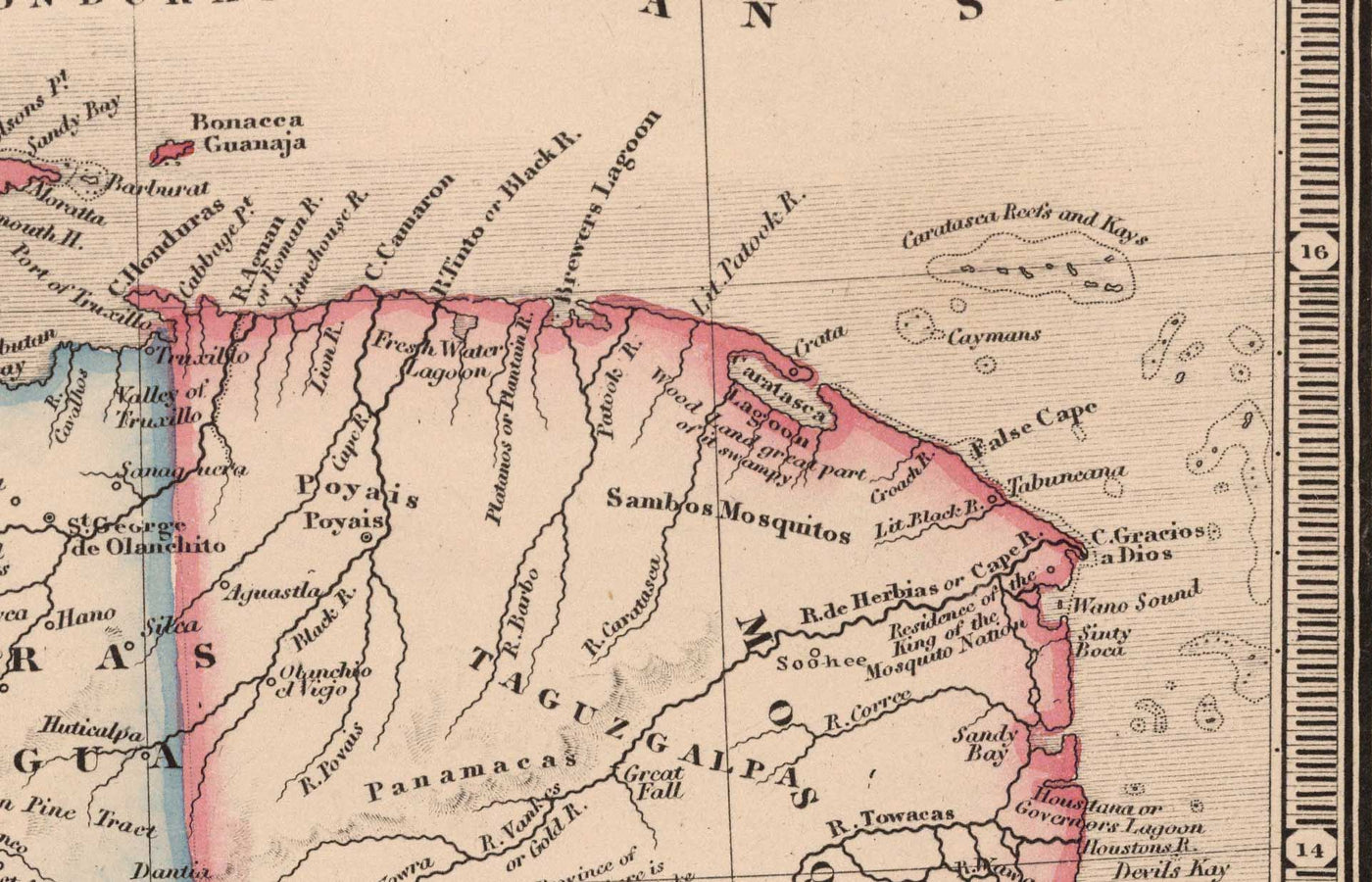 Alte Karte von Mittelamerika im Jahr 1864 von James Wyld - Mexiko, Honduras, Moskitoküste, Guatemala, Costa Rica 
