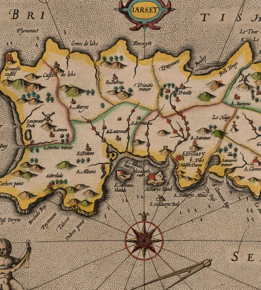 Antica mappa delle Isole del Canale, 1611 di John Speed - Jersey, Guernsey, Isole Farne, Isola Santa 