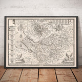 Old Monochrome Map of Cheshire in 1611 - Chester, Warrington, Crewe, Runcorn, Liverpool, Wirral, Merseyside