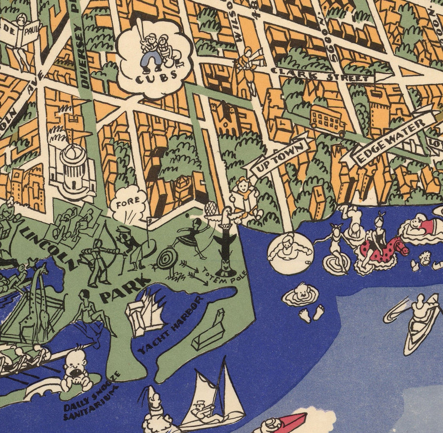 Mappa antica di Chicago, 1931 - Mappa a volo d&