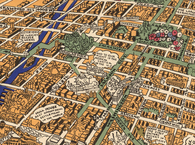 Ancienne Carte de Chicago, 1931 - Birdseye Carte du centre-ville, Grant Park, Central, Magnifique Mile, Lac Michigan, banlieue