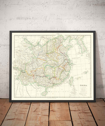 Mappa antica della Cina, 1840 di Arrowsmith - Corea, Canton, Pechino, Ambasciata anglo-cinese di Macartney, Imperatore Qianlong 