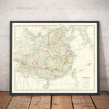 Mappa antica della Cina, 1840 di Arrowsmith - Corea, Canton, Pechino, Ambasciata anglo-cinese di Macartney, Imperatore Qianlong 