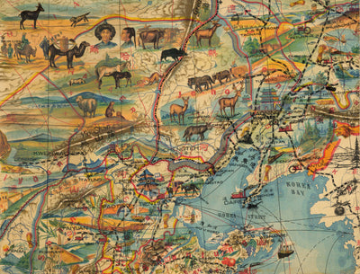 Rare Old Pictorial Map of China in 1931 by G Primakoff - Taiwan, Hainan, Hong Kong, Hanoi, Liaoning