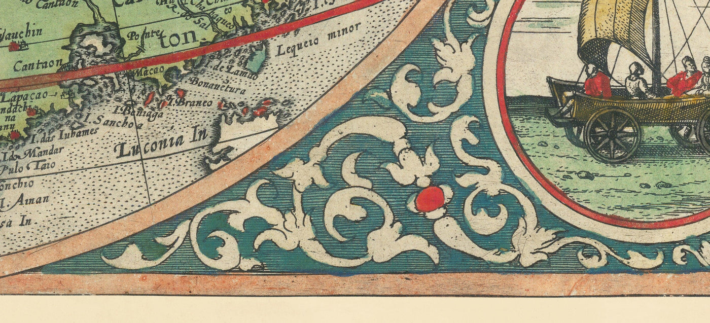 Rare ancienne carte de Chine, 1593 de Cornelis de Jode - Premier tableau européen de la Chine, du Japon et de la Corée