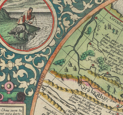Rare ancienne carte de Chine, 1593 de Cornelis de Jode - Premier tableau européen de la Chine, du Japon et de la Corée