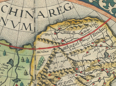 Rare ancienne carte de Chine, 1593 de Cornelis de Jode - Premier tableau européen de la Chine, du Japon et de la Corée