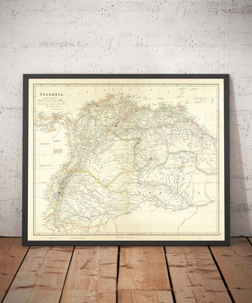 Mapa antiguo de Colombia, 1834 por Arrowsmith - Gran Colombia, Venezuela, Ecuador, Perú, Caribe, Panamá