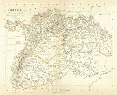 Old Map of Colombia, 1834 by Arrowsmith - Gran Colombia, Venezuela, Ecuador, Peru, Caribbean, Panama