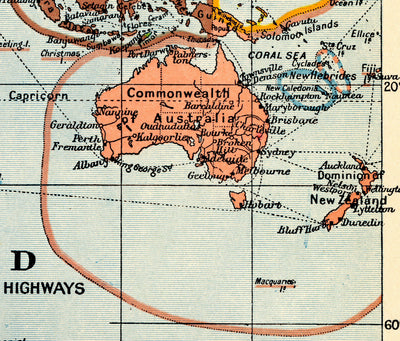 Antiguo Mapa Colonial del Mundo, 1912 por Cambridge Publishing - Imperio Británico, Imperio Francés, Imperio Holandés, Imperio Chino, Imperio Español
