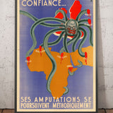 Mapa del póster de la Propaganda de la Propaganda de la Propaganda de la Propaganda Vichy Francia de la Guerra Mundial - Winston Churchill como bestia tentópica