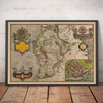 Mappa antica del Connacht, Irlanda 1611 di John Speed - Galway, Sligo, Mayo, Leitrim, Clare 
