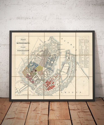 Mappa antica di Copenaghen del 1853 di Millard Fillmore - Borsen, Holmen, Kastellet, Christianshavn, Slotsholmen 