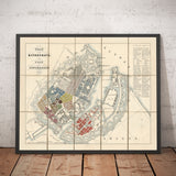 Alter Straßenplan von Kopenhagen im Jahr 1853 von Millard Fillmore - Borsen, Holmen, Kastellet, Christianshavn, Slotsholmen 