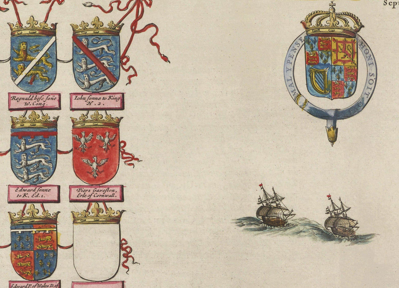 Old Map of Cornwall in 1665 by Joan Blaeu - Penzance, St Ives, Falmouth, Lands End, Padstow, Redruth, West Country