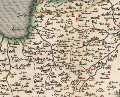 Seltene alte Karte von Zypern von Abraham Ortelius, 1573 - Nikosia, Kyrenia, Famagusta, Limassol, Pafos 