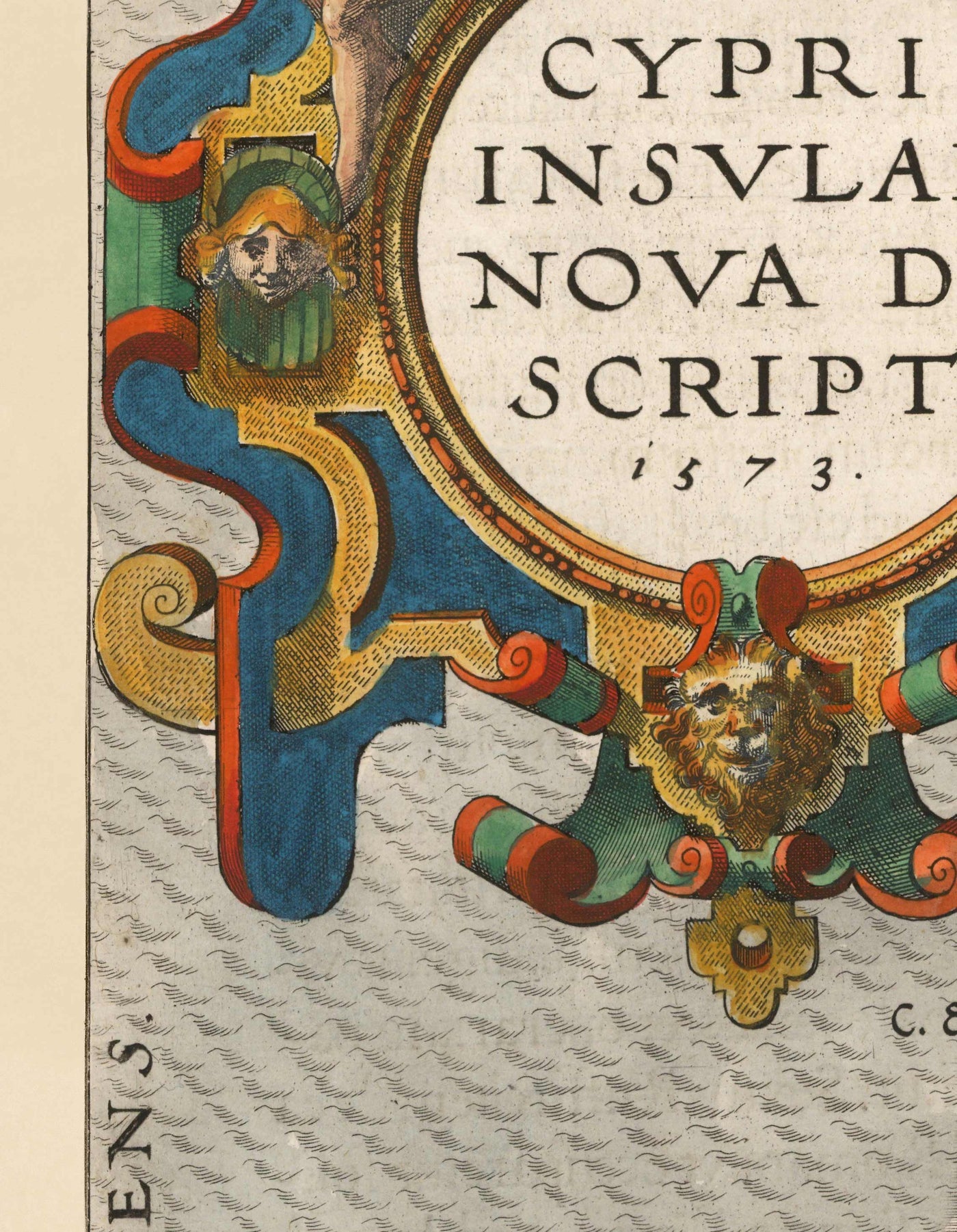 Seltene alte Karte von Zypern von Abraham Ortelius, 1573 - Nikosia, Kyrenia, Famagusta, Limassol, Pafos 