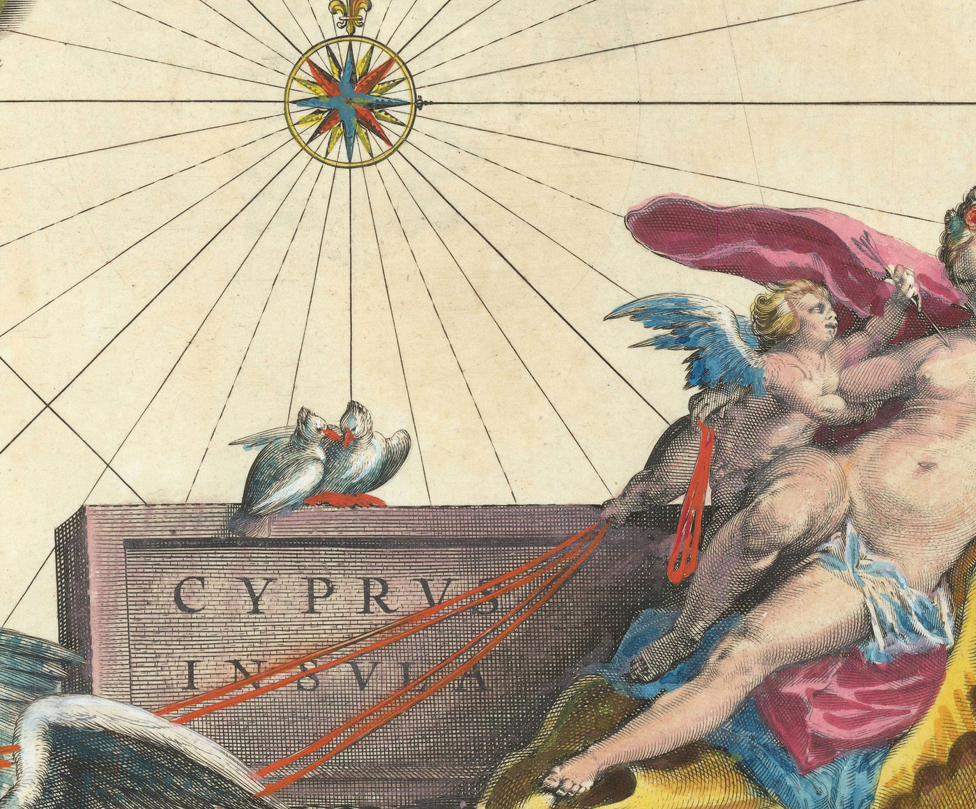 Mapa antiguo de Chipre por Willem Blaeu, 1640 - Nicosia, Kyrenia, Famagusta, Limassol, Pafos, Larnaca