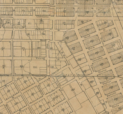 Old Map of Dallas, Texas in 1878 by Jones & Murphy - Main St, Ellum, Downtown, Arts District, Bryan Place